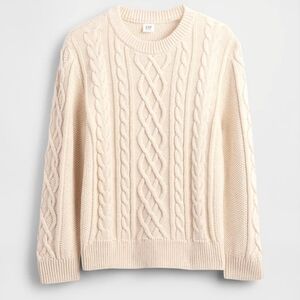 GAP Kid's Ivory Cable Knit Crewneck Sweater